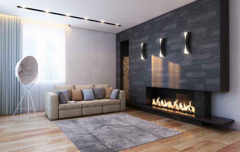 Brown Fireplace
